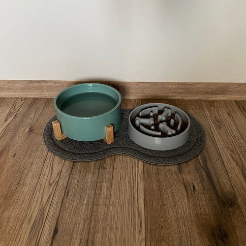 Doppelte Napfunterlage rutschfest für Tiere grau - Easy2sell - Deluxe
