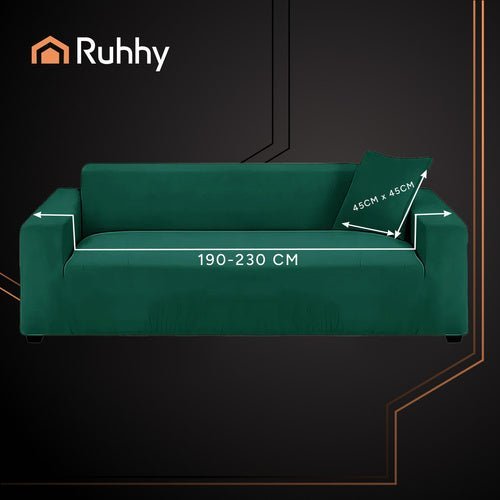 Ecksofa Bezug Elastischer Samt 190 - 230cm Dunkelgrün Sofabezug Wasserfest - Easy2sell - Deluxe