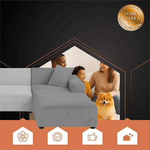 Ecksofa Bezug Samt Elastisch – Sofabezug 145 - 185 cm Dunkelgrau - Easy2sell - Deluxe