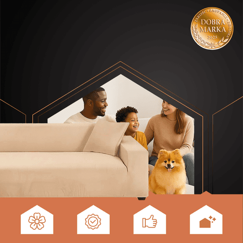 Ecksofabezug aus Samt – Elastische Sofa Abdeckung Beige 145 - 185 cm - Easy2sell - Deluxe