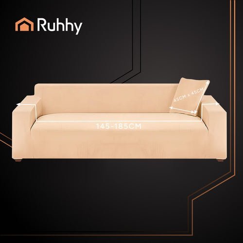 Ecksofabezug aus Samt – Elastische Sofa Abdeckung Beige 145 - 185 cm - Easy2sell - Deluxe