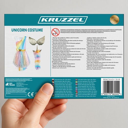 Einhornkostüm für Kinder 3 - teilig – Kleid Flügel Haarreif Mehrfarbig 122 - 128 - Easy2sell - Deluxe