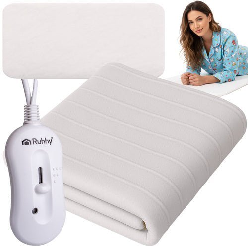 Elektrische Heizdecke 190x80 cm – Wärmeunterbett mit 3 Heizstufen, Weiß - Easy2sell - Deluxe