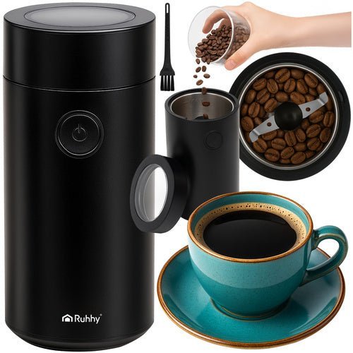 Elektrische Kaffeemühle – Gewürzmühle mit Edelstahlmesser, 150W, Schwarz - Easy2sell - Deluxe