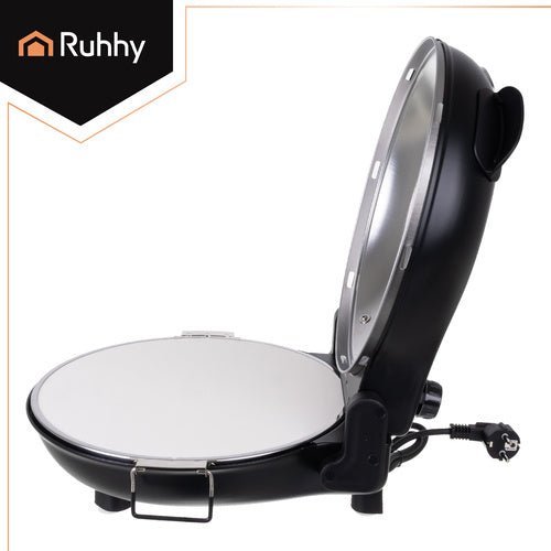 Elektrischer Pizzaofen 420°C mit Pizzastein 1200W Mini - Backofen Schwarz - Easy2sell - Deluxe