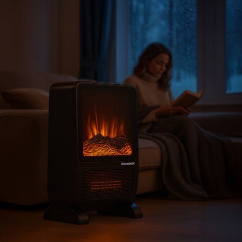 Elektroheizung mit Flammeneffekt – 2000W Keramik Heizlüfter, Schwarz - Easy2sell - Deluxe