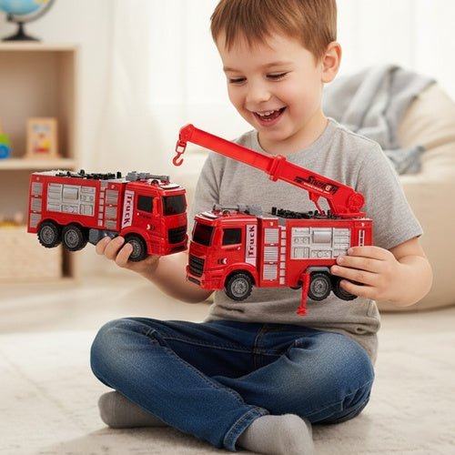 Feuerwehrauto Spielzeug Set 6 - teilig – Rettungsfahrzeuge Rot ab 3 Jahren - Easy2sell - Deluxe