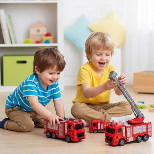 Feuerwehrauto Spielzeug Set 6 - teilig – Rettungsfahrzeuge Rot ab 3 Jahren - Easy2sell - Deluxe