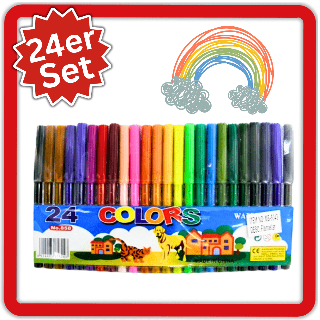 Filzstifte Filzschreiber Fasermaler Filzmaler Buntstifte Malstifte 24 Stück - Easy2sell - Deluxe