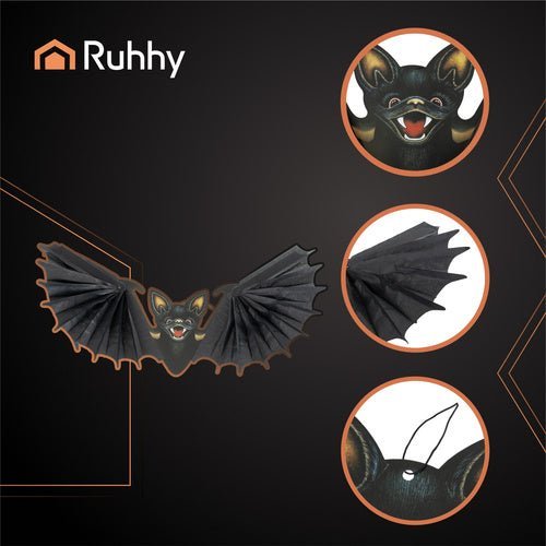 Fledermaus Halloween Deko – Hängende Figur in Schwarz, 60cm Spannweite - Easy2sell - Deluxe