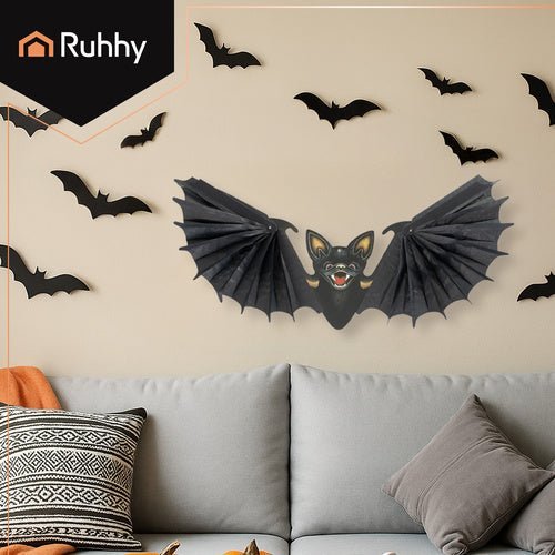 Fledermaus Halloween Deko – Hängende Figur in Schwarz, 60cm Spannweite - Easy2sell - Deluxe