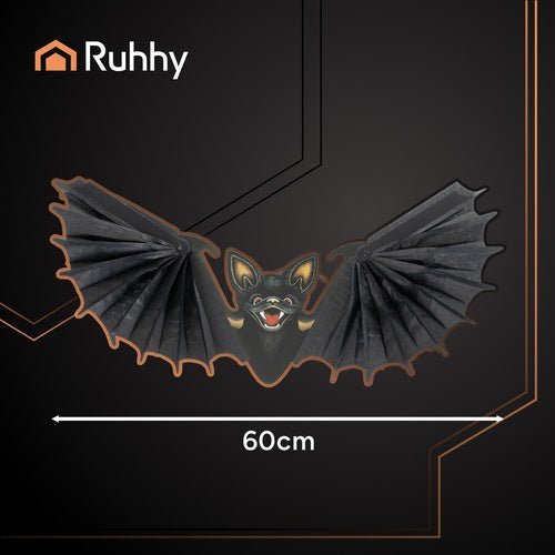 Fledermaus Halloween Deko – Hängende Figur in Schwarz, 60cm Spannweite - Easy2sell - Deluxe