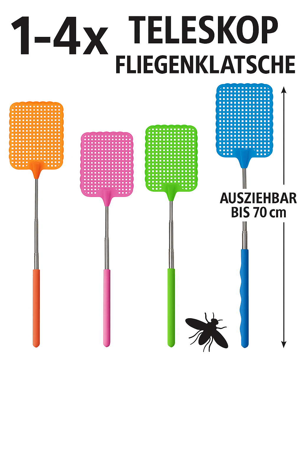 Fliegenklatsche Ausziehbar Teleskop Fliegen Klatsche Wespen Mücken Insekten Set - Easy2sell - Deluxe