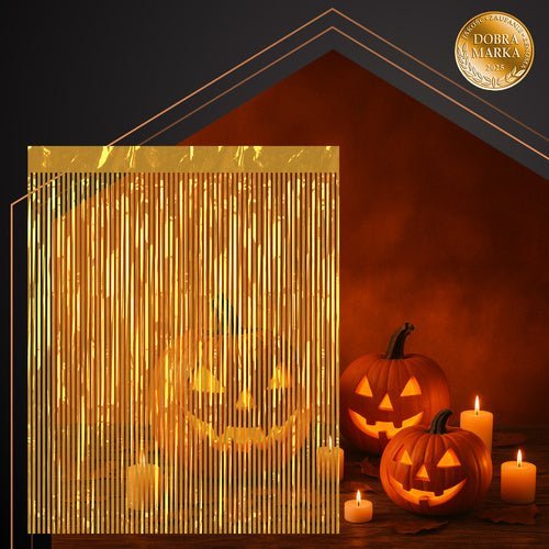 Fransenvorhang Gold 2er Set – Party Vorhang Selbstklebend 100x200cm - Easy2sell - Deluxe
