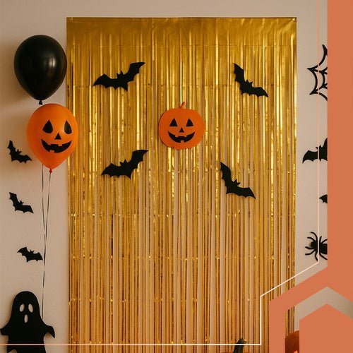 Fransenvorhang Gold 2er Set – Party Vorhang Selbstklebend 100x200cm - Easy2sell - Deluxe