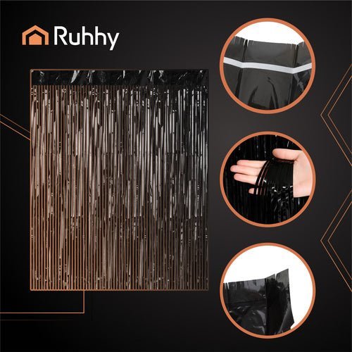 Fransenvorhang Schwarz 100x200cm – 2er Set Folienvorhang für Party Deko - Easy2sell - Deluxe