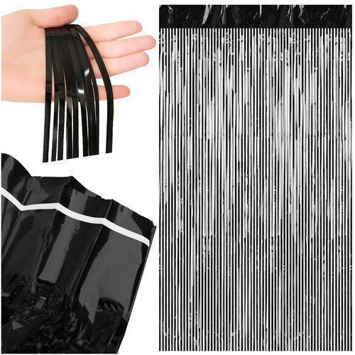 Fransenvorhang Schwarz 100x200cm – 2er Set Folienvorhang für Party Deko - Easy2sell - Deluxe