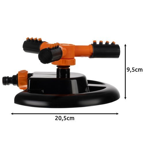 Gartenregner 360° Drehbar – 3 - Armiger Rasensprenger in Schwarz - Orange - Easy2sell - Deluxe