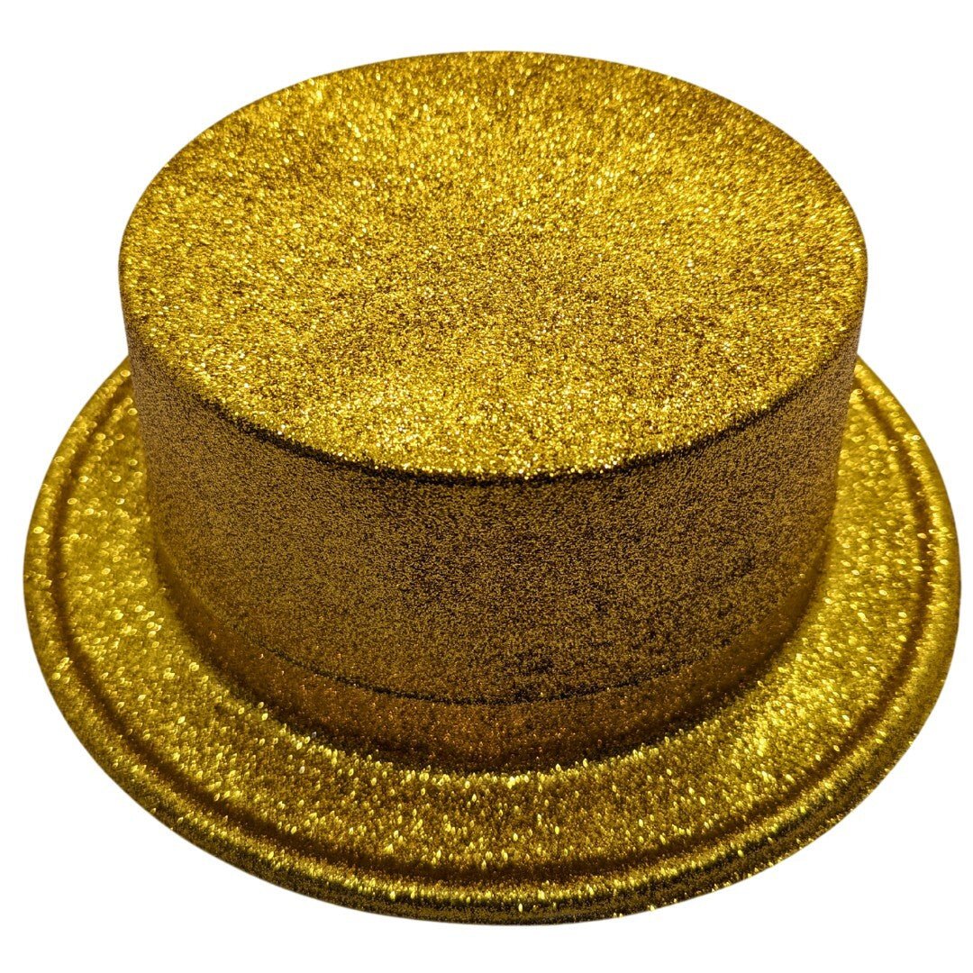 Glitzer Zylinder Hut in Gold Partyhut 25cm Verkleidung für Karneval & Festivals - Easy2sell - Deluxe