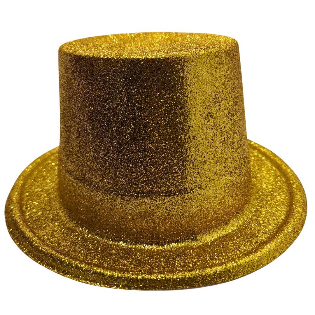 Glitzer Zylinder Hut in Gold Partyhut 25cm Verkleidung für Karneval & Festivals - Easy2sell - Deluxe