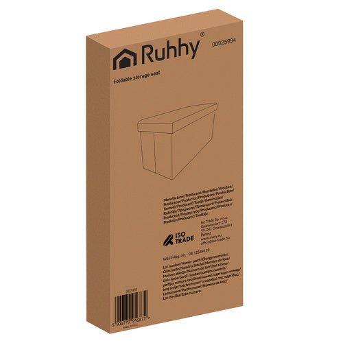 Grauer Samtpouf 60x30x30 cm Ruhhy 25994 - Easy2sell - Deluxe