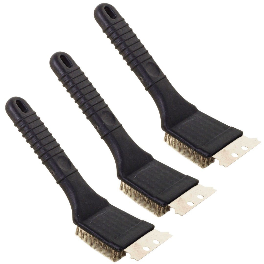 Grillbürste im 3er - Set: 2in1 Grill - Reinigungsbürsten Edelstahl Bürsten - Schaber - Easy2sell - Deluxe