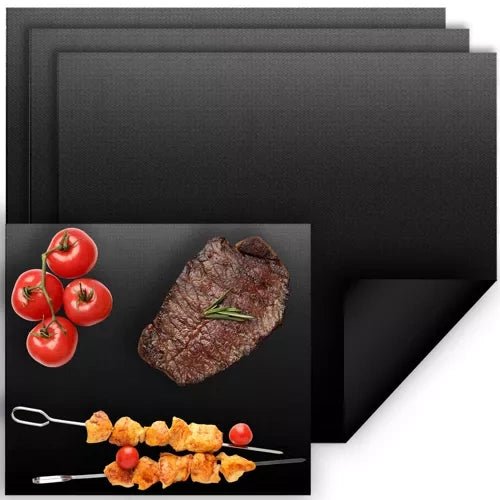 Grillmatten 3er Set Antihaftbeschichtet – 33x40cm Schwarz Glasfaser - Easy2sell - Deluxe