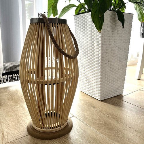 Grosse Bambuslaterne mit abnehmbaren Griff und Romantik Beige - Easy2sell - Deluxe