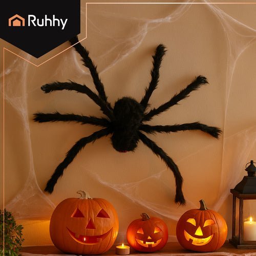 Haarige Spinne Halloween Deko – 50 cm Große Spinne mit Flexiblen Beinen - Easy2sell - Deluxe