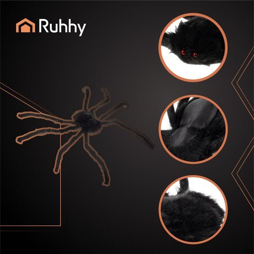 Haarige Spinne Halloween Deko – 50 cm Große Spinne mit Flexiblen Beinen - Easy2sell - Deluxe