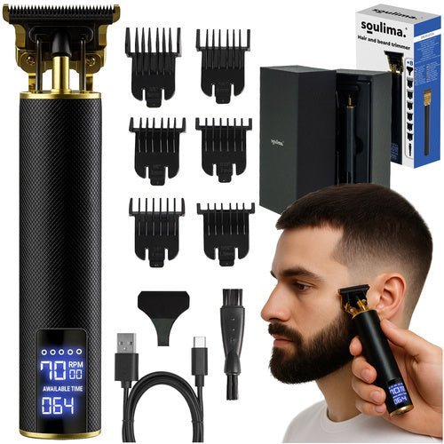 Haarschneider und Bartschneider – Profi Trimmer mit 6 Aufsätzen in Schwarz - Easy2sell - Deluxe