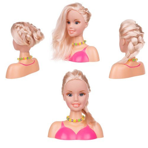 Haarstyling - Kopf Set für Kinder – Frisierkopf mit 8 bunten Accessoires - Easy2sell - Deluxe