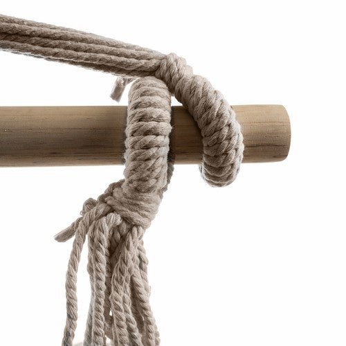 Hängesessel mit 2 Kissen und Holzquerstange – Beige Baumwolle 120kg - Easy2sell - Deluxe