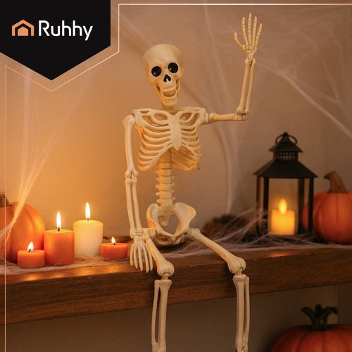 Halloween Skelett Hängedeko – Bewegliche Gliedmaßen, 40 cm, Weiß, ABS - Easy2sell - Deluxe