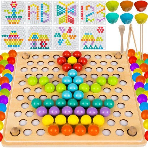 Holzperlen - Puzzle Mosaik Spielzeug – 36 - teilig, Mehrfarbig, Holz, ab 3 Jahren - Easy2sell - Deluxe