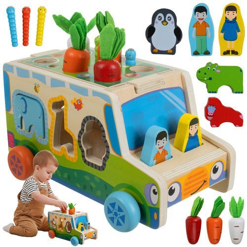 Holzspielzeug Sortierauto – 3er Set Steckspiel aus Holz für Kinder - Easy2sell - Deluxe