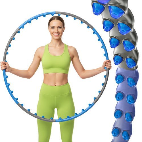 Hula - Hoop - Reifen mit Massage - Noppen und Magneten, 110 cm, Blau - Schwarz - Easy2sell - Deluxe