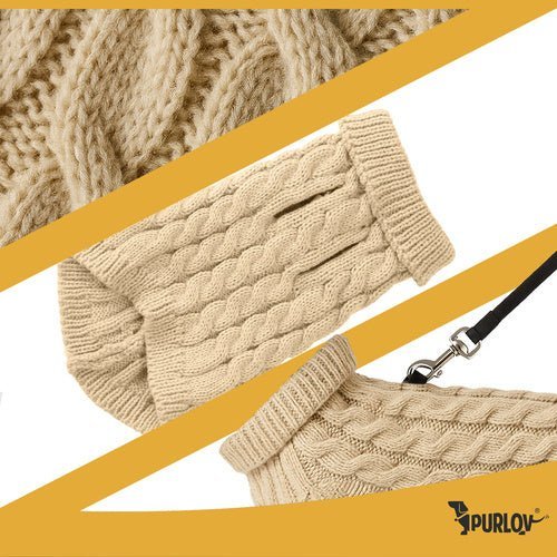Hundepullover Strick für kleine Hunde & Katzen, Größe S, Beige, Warm - Easy2sell - Deluxe