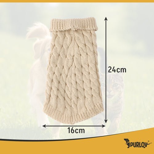 Hundepullover Strick für kleine Hunde & Katzen, Größe S, Beige, Warm - Easy2sell - Deluxe