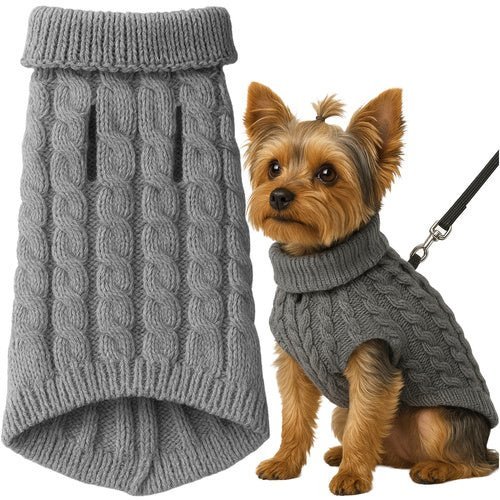 Hundepullover Winter Strickpullover für Hunde & Katzen, Größe M, Grau - Easy2sell - Deluxe