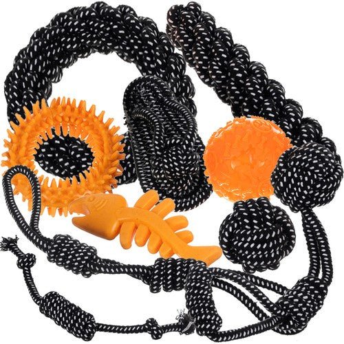 Hundespielzeug Set 10 Stück – Interaktives Kauspielzeug aus Seil und Gummi - Easy2sell - Deluxe