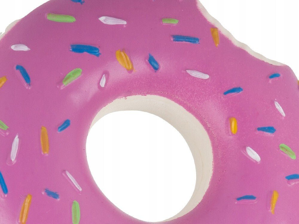 Hundespielzeug Welpenspielzeug Gummi Donut rosa Qietscher Hunde Spielzeug 14cm - Easy2sell - Deluxe