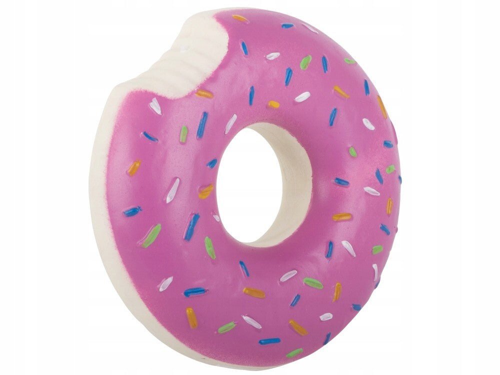Hundespielzeug Welpenspielzeug Gummi Donut rosa Qietscher Hunde Spielzeug 14cm - Easy2sell - Deluxe