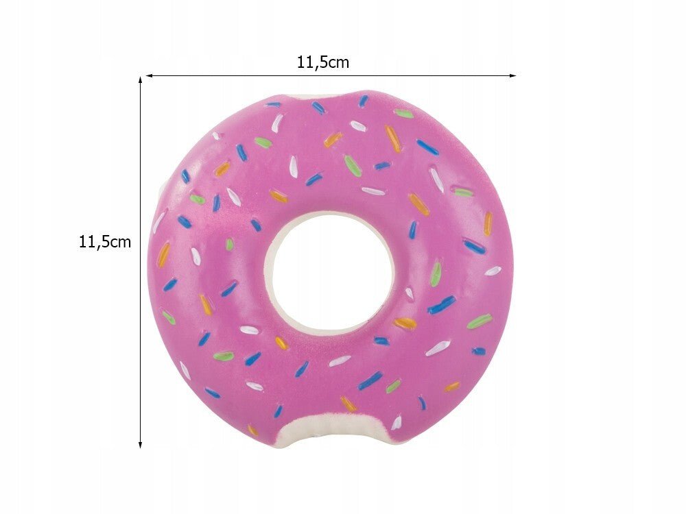 Hundespielzeug Welpenspielzeug Gummi Donut rosa Qietscher Hunde Spielzeug 14cm - Easy2sell - Deluxe