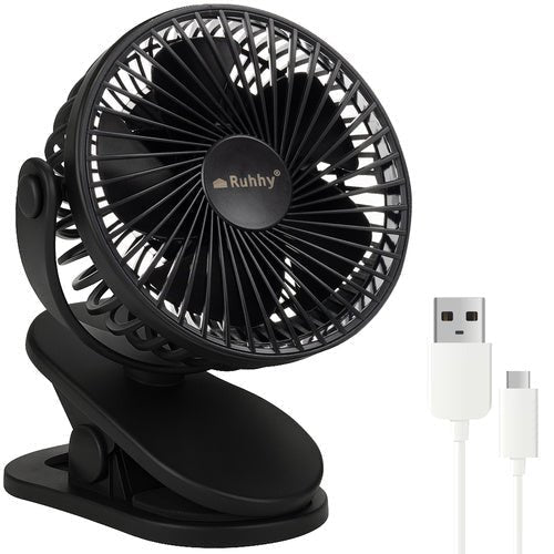 Kabelloser Clipventilator mit 360° - Drehung, schwarz - Easy2sell - Deluxe
