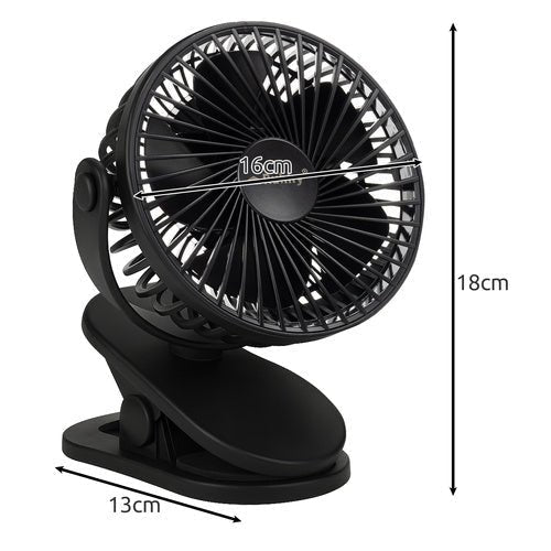 Kabelloser Clipventilator mit 360° - Drehung, schwarz - Easy2sell - Deluxe