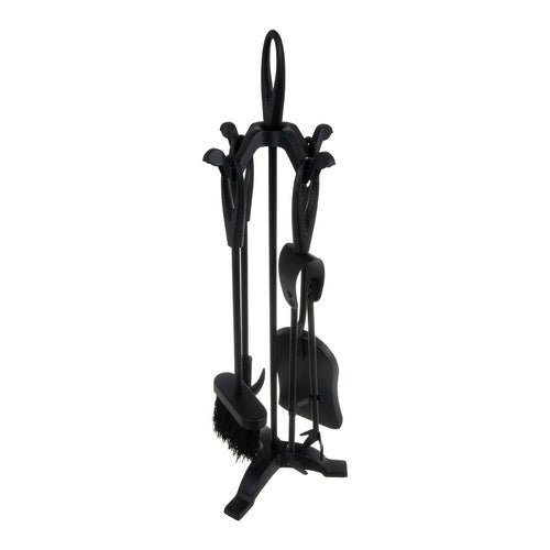 Kaminbesteck Set 4 - teilig – Kaminzubehör aus Edelstahl in Schwarz Matt - Easy2sell - Deluxe