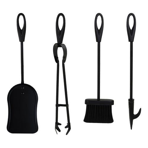 Kaminbesteck Set 4 - teilig – Kaminzubehör aus Edelstahl in Schwarz Matt - Easy2sell - Deluxe