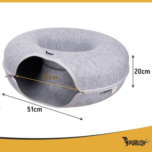 Katzentunnel mit Anti - Stress - Donut - Design in Grau - Easy2sell - Deluxe