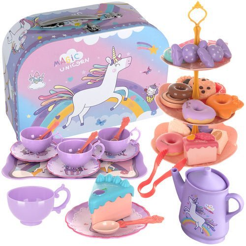 Kinder - Teeservice im Koffer – 42 - teiliges Spielzeug - Set mit Etagere, Bunt - Easy2sell - Deluxe